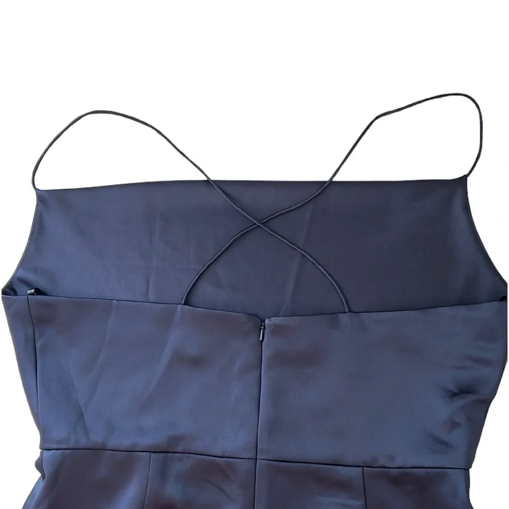 NWT Dessy Collection Cowl-Neck Criss Cross Slip Dress Midnight Size 14 Reg. $231 - Picture 5 of 11